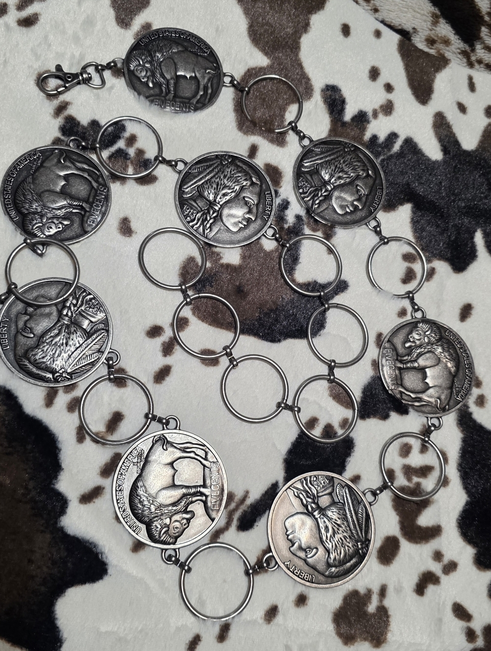 Silver Buffalo Nickel Coin Belt - SIZE LARGE